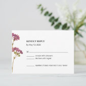Purple Petunia Floral Wedding RSVP Card (Debout devant)
