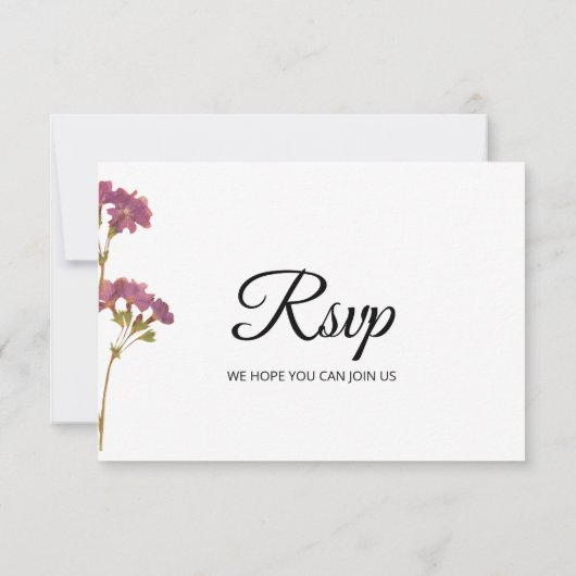 Purple Petunia Floral Wedding RSVP Card (Dos)