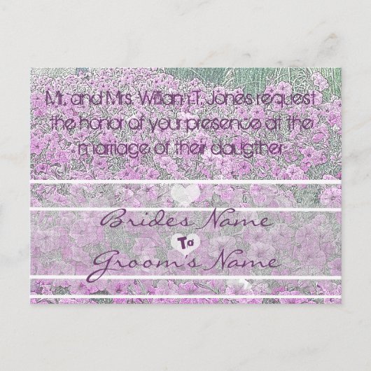 Purple Petunias Invitations de mariage (Devant)