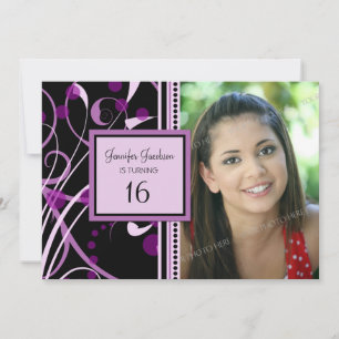 Purple Photo 16e anniversaire Invitations de fête