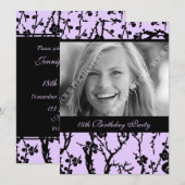 Purple Photo 18th Birthday Party Invitations (Devant / Derrière)