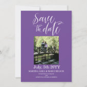 Purple Photo Enregistrer la date Invitation (Devant)
