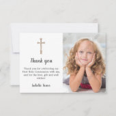 Purple Photo First Holy Communion Carte de remerci (Devant)