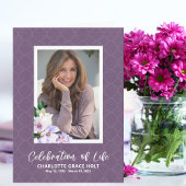Purple Photo Flowers Memorial Programme