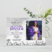 Purple Photo Graduation Party Invitation (Debout devant)