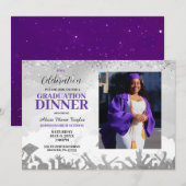 Purple Photo Graduation Party Invitation (Devant / Derrière)