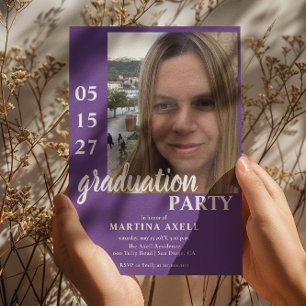 Purple Photo Graduation Party Invitation