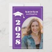Purple Photo Graduation Party Invitation (Devant)