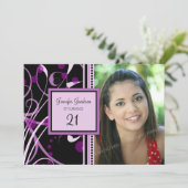 Purple Photo Invitations à la fête d'anniversaire (Debout devant)