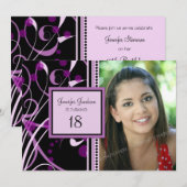 Purple Photo Invitations à la fête du 18e annivers (Devant / Derrière)