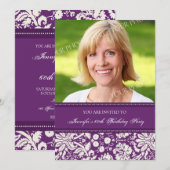 Purple Photo Invitations à la fête du 60e annivers (Devant / Derrière)