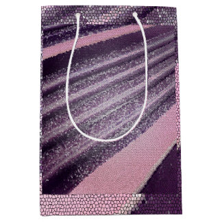 Purple pink abstract stripes with elegant sparkle medium cadeauzakje