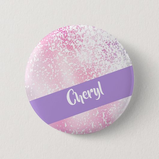 Purple, pink and white schaduwglitter ronde button 5,7 cm (Voorkant)