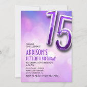 Purple Pink Bokeh 15e anniversaire Invitation (Devant)