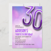 Purple Pink Bokeh 30e Invitation anniversaire (Devant)