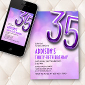 Purple Pink Bokeh 35e anniversaire Invitation