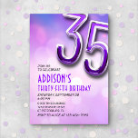 Purple Pink Bokeh 35e anniversaire Invitation<br><div class="desc">Oozing avec glamour, ce design d'anniversaire rêveur incarne l'essence de l'élégance moderne, tandis que le texte art déco et la typographie chromée brillante apportent une touche rétro. Le design est trempé dans des teintes violettes et roses avec un arrière - plan bokeh fascinant qui ajoute un soupçon de magie et...</div>