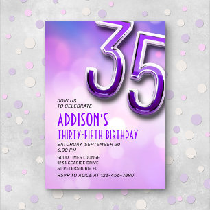Purple Pink Bokeh 35e anniversaire Invitation