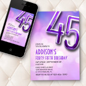 Purple Pink Bokeh 45e anniversaire Invitation