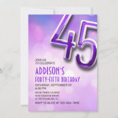 Purple Pink Bokeh 45e anniversaire Invitation (Devant)