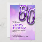 Purple Pink Bokeh 60e anniversaire Invitation (Devant)