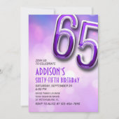 Purple Pink Bokeh 65e anniversaire Invitation (Devant)