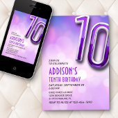 Purple Pink Bokeh Invitation 10e anniversaire