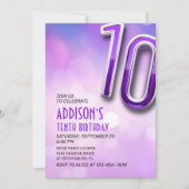 Purple Pink Bokeh Invitation 10e anniversaire (Devant)