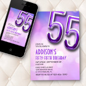 Purple Pink Bokeh Invitation 55e anniversaire
