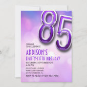 Purple Pink Bokeh Invitation 85e anniversaire (Devant)