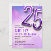 Purple Pink Bokeh Invitation du 25e anniversaire (Devant)