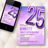 Purple Pink Bokeh Invitation du 25e anniversaire