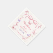 Purple Pink Bow Butterfly Birthday Party Servet (Hoek)