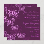 Purple & Pink Butterfly Invitation d'anniversaire (Devant / Derrière)