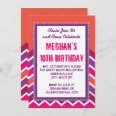 Purple Pink Chevron Invitations de fête d'annivers (Devant / Derrière)