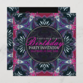 Purple Pink Fabulous 40 Event Party Invitation (Devant / Derrière)