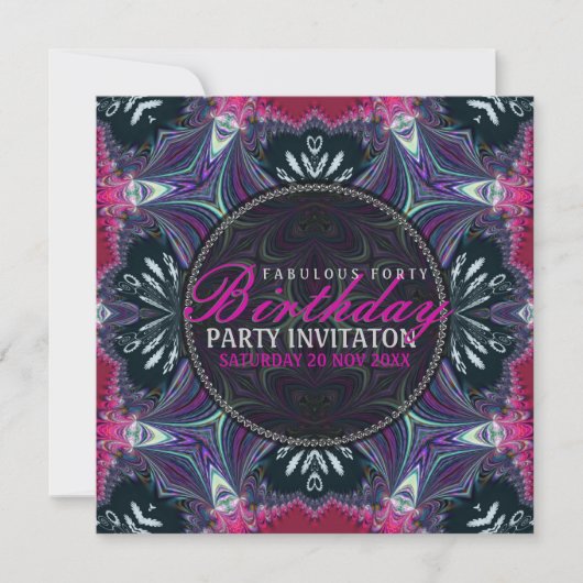 Purple Pink Fabulous 40 Event Party Invitation (Devant)