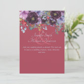 Purple Pink Floral Programme Menu Détails Modèle (Debout devant)