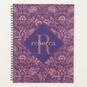 Purple Pink Floral William Morris Elegant Monogram Planner (Voorkant)