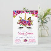 Purple Pink Gold Unicorn Baby Shower Invitations (Debout devant)