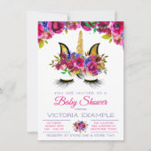 Purple Pink Gold Unicorn Baby Shower Invitations (Devant)