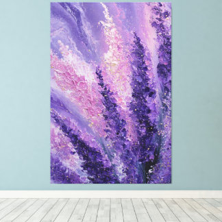 Purple Pink Lavender Gold Bloom Abstract Wall Art Canvas Afdruk