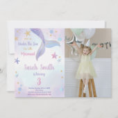 Purple Pink Mermaid Invitations Anniversaire avec (Devant)