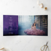 Purple Pink Paris Fireworks Quinceañera Tri-Fold I (Intérieur)