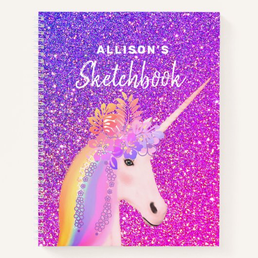 Purple Pink Parties scintillant Unicorn Carnet De (Devant)