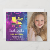 Purple Pink Roller invitations à patiner avec phot (Devant)