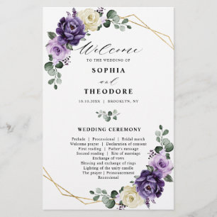 Purple Plum Argent Floral Blooms Programme de mari