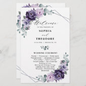 Purple Plum Argent Floral Blooms Programme de mari (Devant / Derrière)