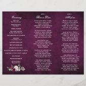 Purple Plum Blush Rose Programme de mariage triplé (Dos)