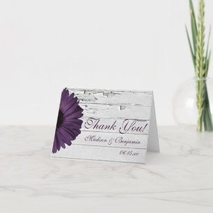 Purple Plum Daisy Rustique Mariage Merci Cartes